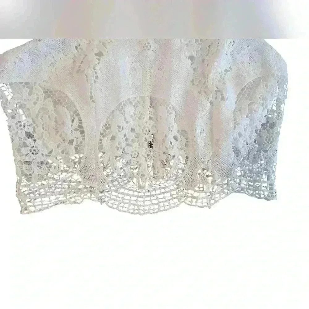L'atiste by Amy Lace Crochet Crop Top Boho Fairy Size M Zipper - Picture 6 of 7